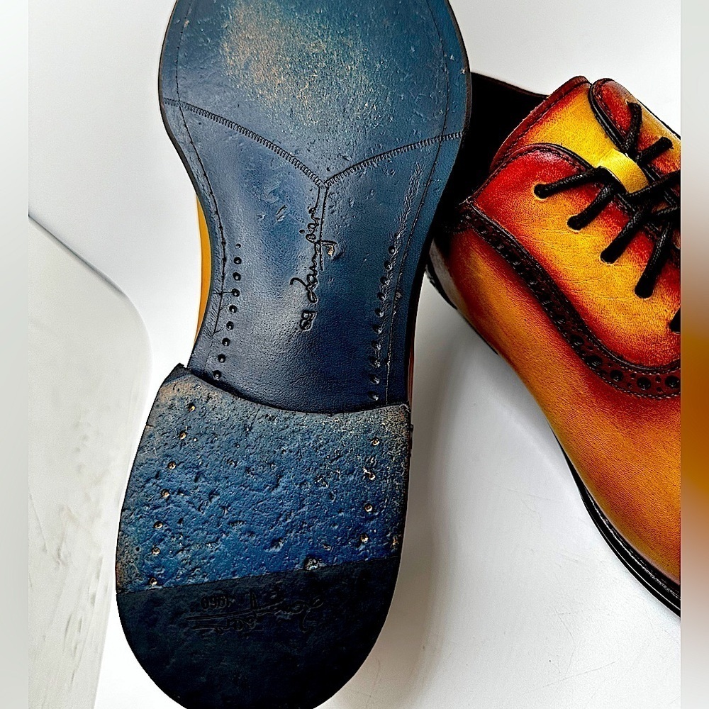 STUNNING Zampiere Burnished Calf-Skin Leather Cap-Toe Oxfords 🤩🤩🤩 MINT COND. - Picture 15 of 16